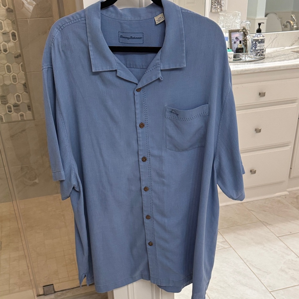 Tommy Bahama Sky Blue Camp Collar Short Sleeve Shirt